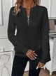 Women's cable knit pullover with half-zip mock neckline