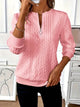 Women's cable knit pullover with half-zip mock neckline