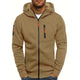 Men's hooded zip-up sweatshirt with long sleeves and multiple zipped pockets