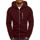 Men's hooded zip-up sweatshirt with long sleeves and multiple zipped pockets