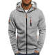 Men's hooded zip-up sweatshirt with long sleeves and multiple zipped pockets