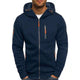 Men's hooded zip-up sweatshirt with long sleeves and multiple zipped pockets