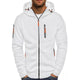 Men's hooded zip-up sweatshirt with long sleeves and multiple zipped pockets