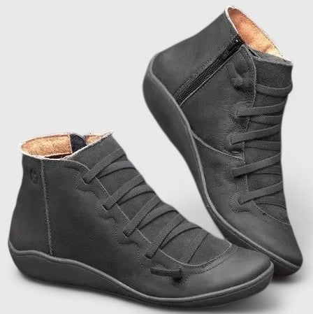 Unisex orthopedic high-top boots with laces and side zippers