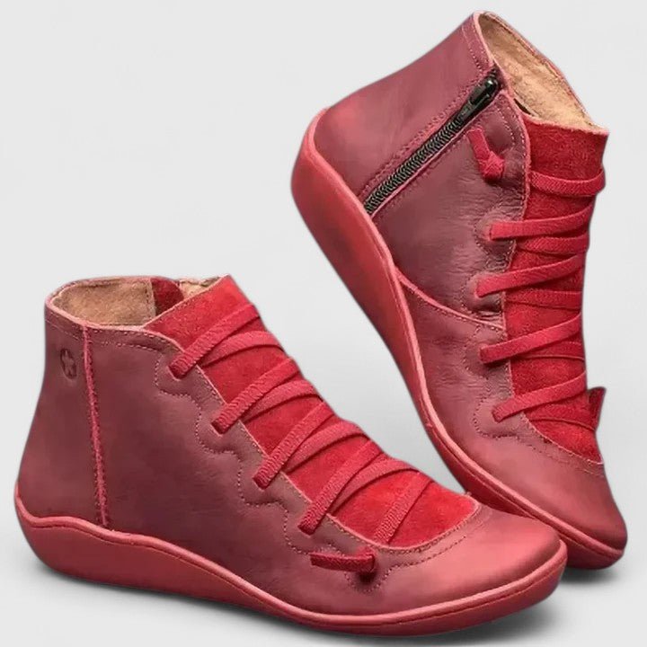 Unisex orthopedic high-top boots with laces and side zippers