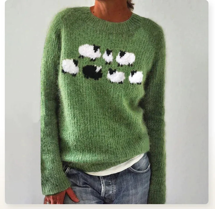 Women's multicolour Fair Isle sweater with boat neckline and long sleeves