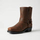 Men's western cowboy boot with harness strap and block heel