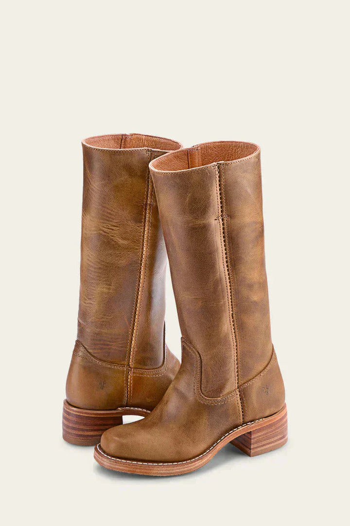Women's Knee-High Boots with Structured Sole in Brown - View 2 | Bellmere