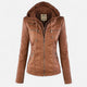 Women's hooded jacket with long sleeves and multiple zipped pockets