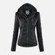 Women's hooded jacket with long sleeves and multiple zipped pockets