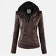Women's hooded jacket with long sleeves and multiple zipped pockets