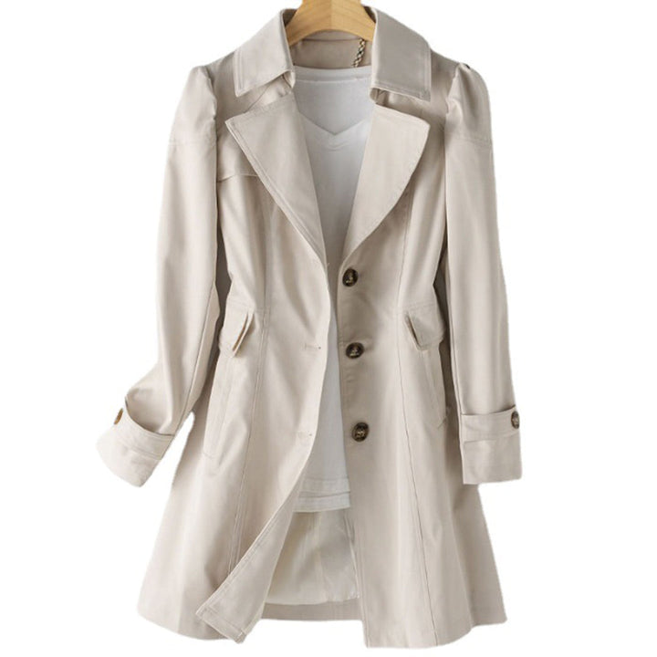 Women's double-breasted trench coat with flap pockets