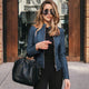 Women's fitted jacket with stand collar and front zipper