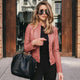 Women's fitted jacket with stand collar and front zipper