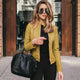 Women's fitted jacket with stand collar and front zipper