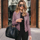 Women's fitted jacket with stand collar and front zipper