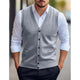 Men's sleeveless V-neck cardigan vest with buttons and welt pockets