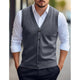 Men's sleeveless V-neck cardigan vest with buttons and welt pockets
