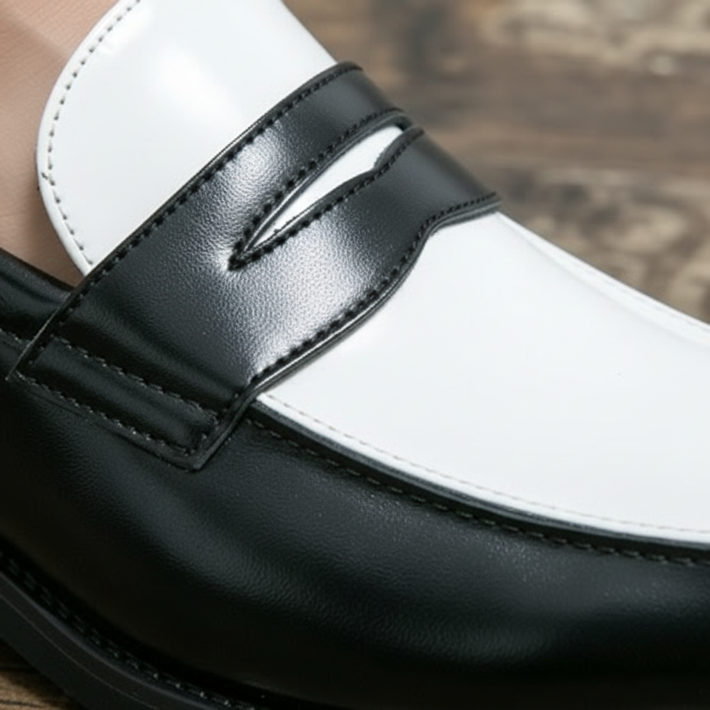 Men's contrast panel slip-on loafers with rounded toes and low heels