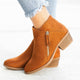 Women's side-zip ankle boots with pointed toes and low block heels