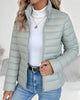 Women's quilted puffer jacket with stand collar and zip front