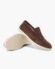 Unisex slip-on loafers with moc toe and raised wedge sole