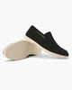 Unisex slip-on loafers with moc toe and raised wedge sole