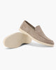 Unisex slip-on loafers with moc toe and raised wedge sole