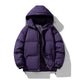 Men's hooded quilted puffer jacket with zip front and long sleeves
