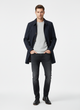 Men's button front trench coat with pointed collar and side pockets