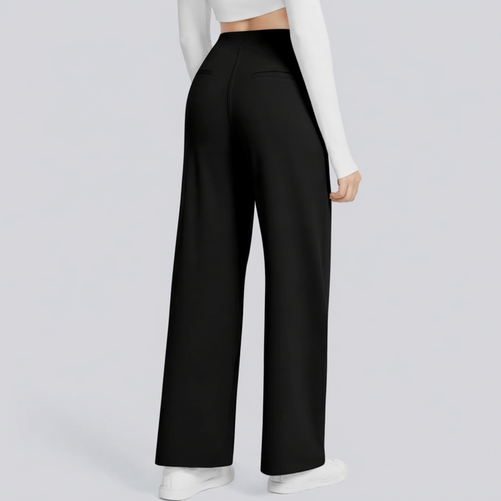 Women's high-waisted wide-leg trousers with side pockets