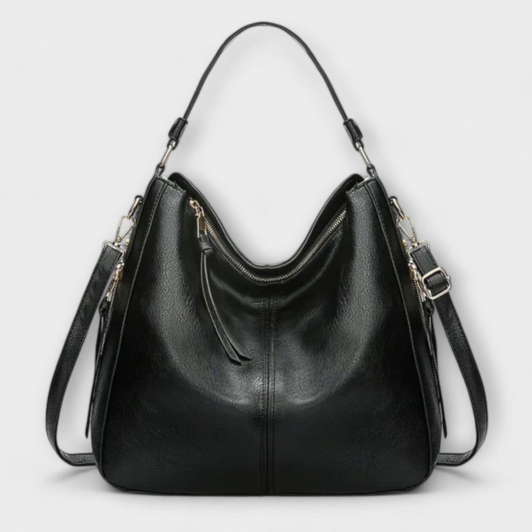 Women's Shoulder Bag with Adjustable Strap in Black - View 7 | Bellmere