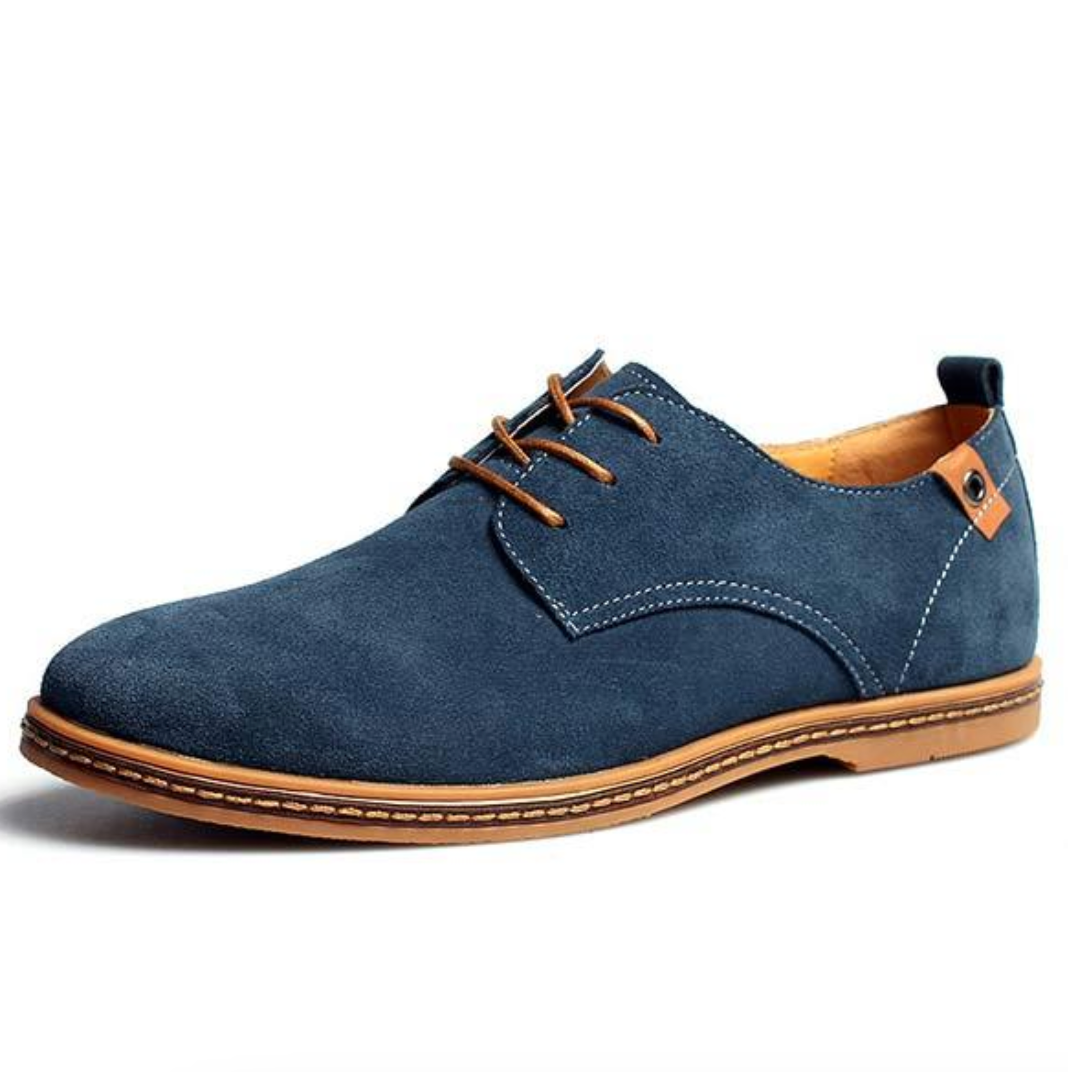 Men's textured lace-up derby shoes with round toe and low layered sole