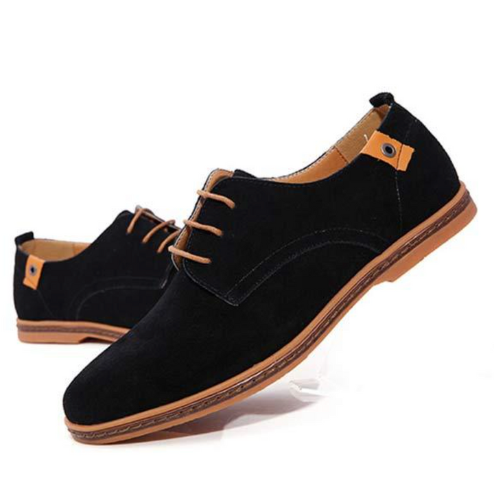 Men's textured lace-up derby shoes with round toe and low layered sole