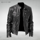 Men's stand collar jacket with zip front, chest pockets and long sleeves