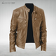Men's stand collar jacket with zip front, chest pockets and long sleeves