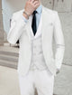 Men's single-breasted three-piece suit with notched lapels, waistcoat and tailored trousers