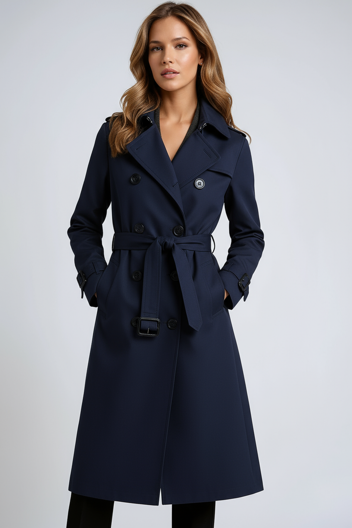 Women's belted double-breasted trench coat