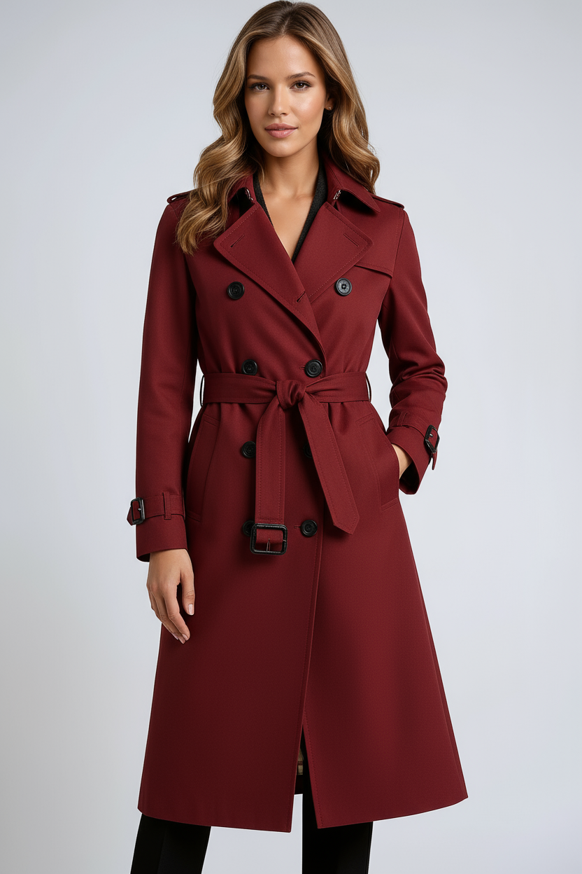 Women's belted double-breasted trench coat