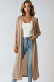 Women's longline open cardigan with side slits