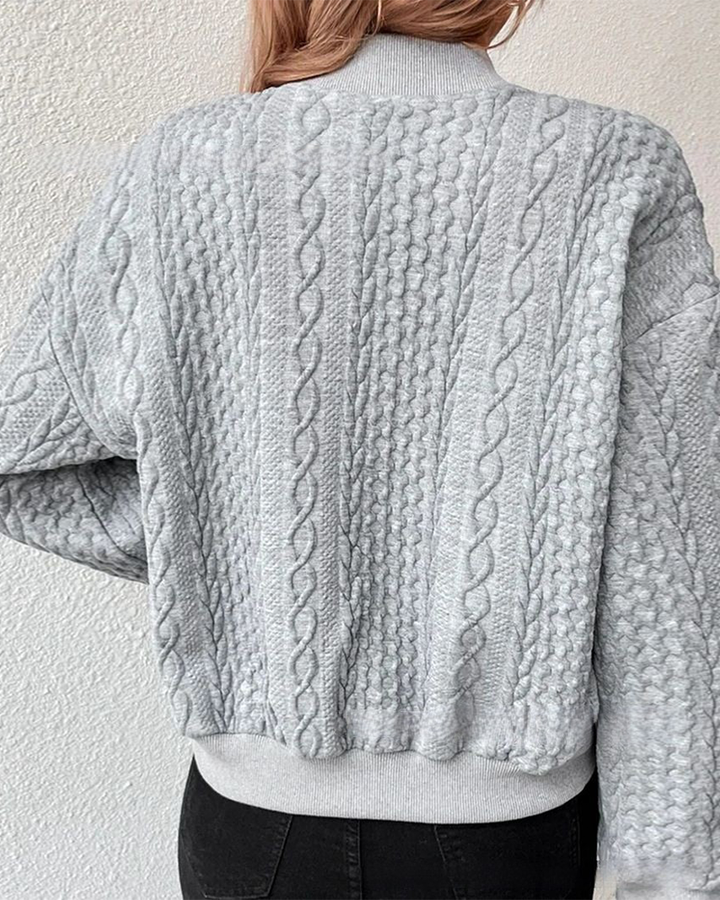 Women's textured cable knit cardigan with front buttons
