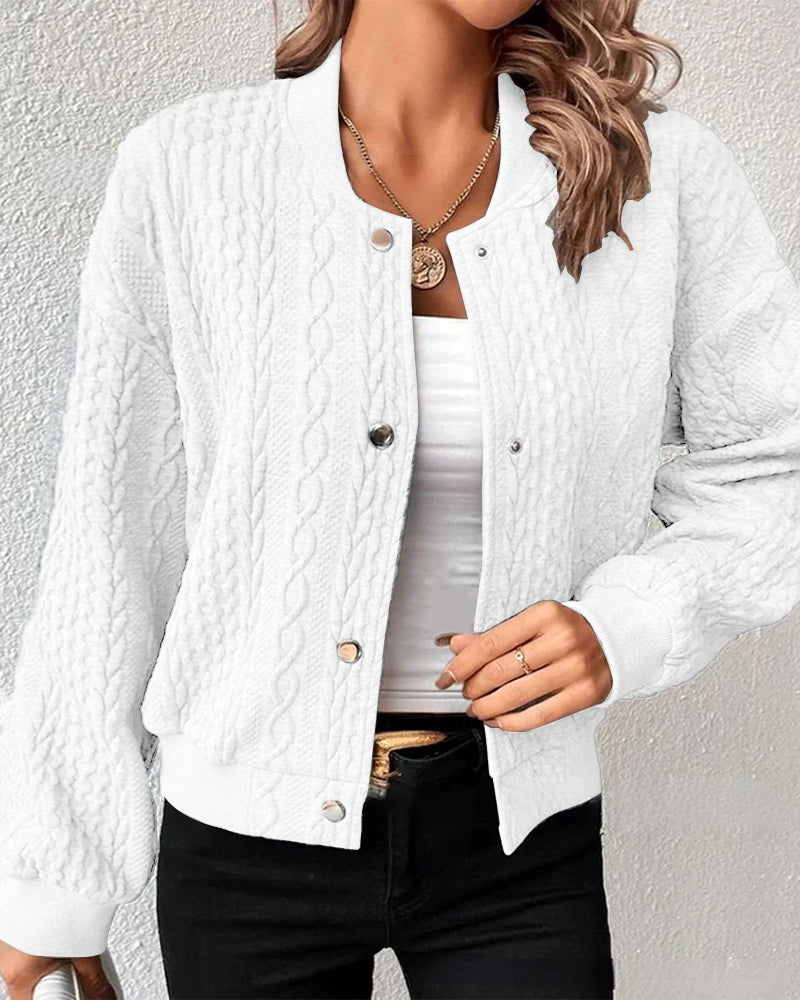 Women's textured cable knit cardigan with front buttons