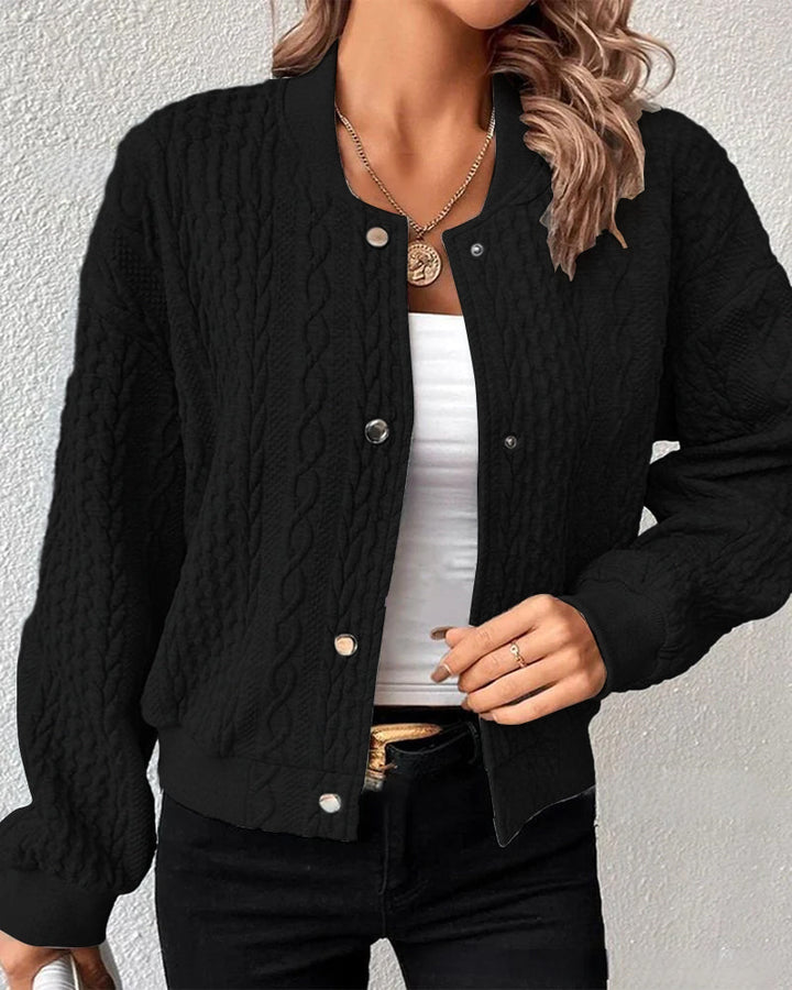 Women's textured cable knit cardigan with front buttons