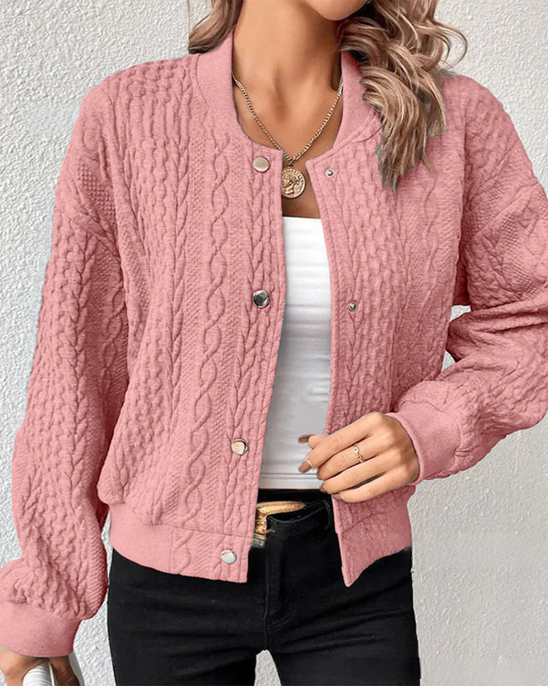 Women's textured cable knit cardigan with front buttons