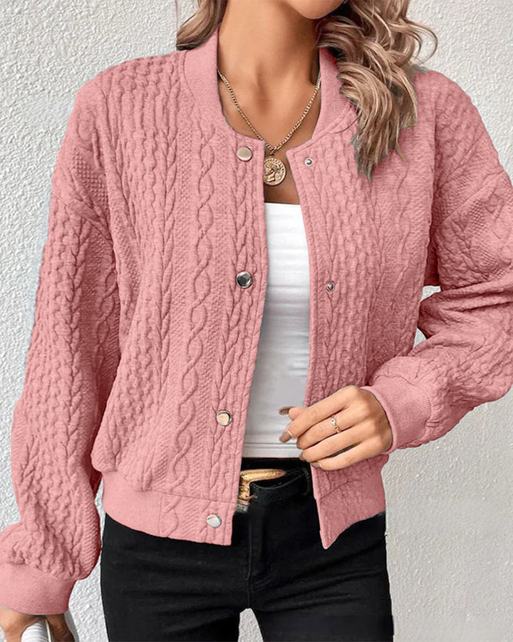 Women's textured cable knit cardigan with front buttons