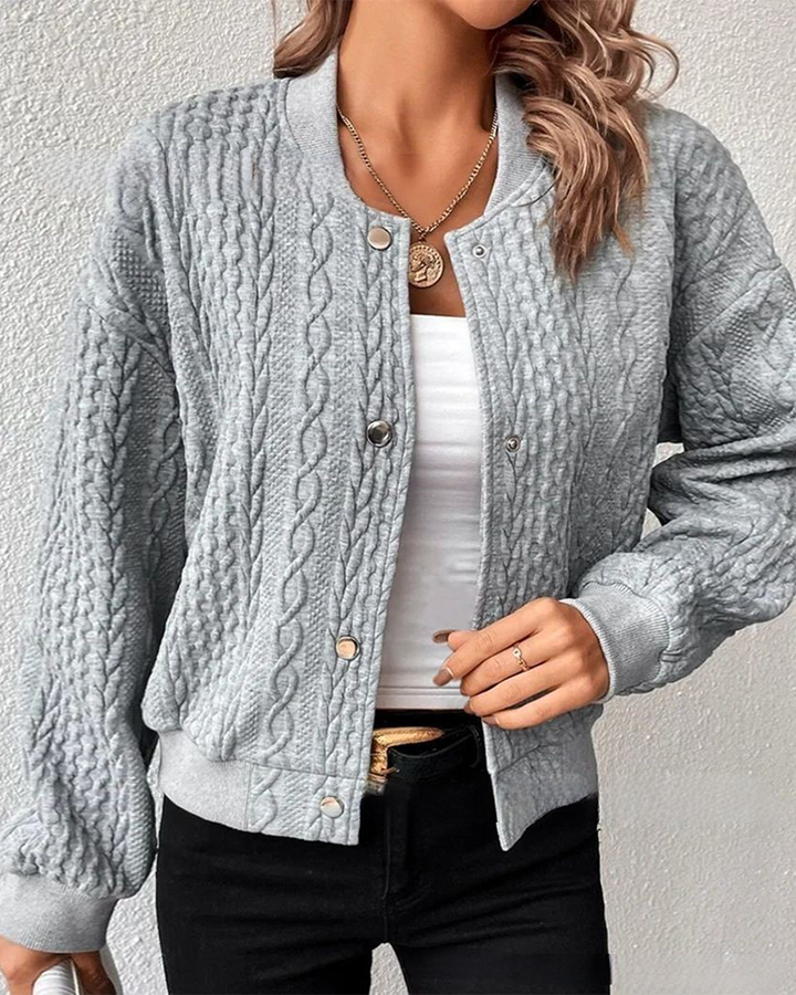 Women's textured cable knit cardigan with front buttons