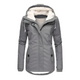 Women's hooded winter coat with front zip and flap pockets