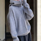 Women's hooded knit hoodie with cowl neck, drawstrings, long sleeves and ribbed trims