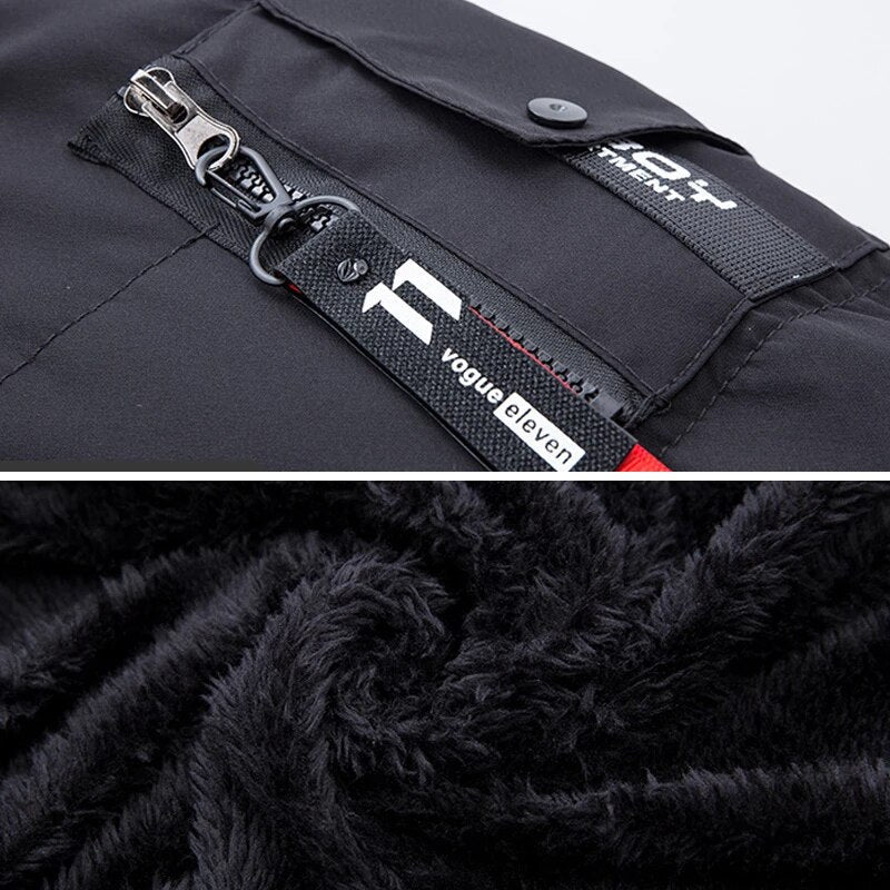 Men's longline padded coat with hood and faux fur trim