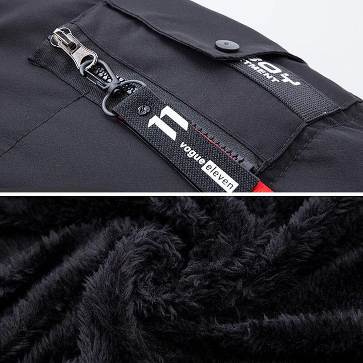 Men's longline padded coat with hood and faux fur trim